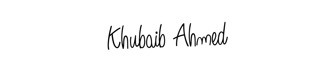 Create a beautiful signature design for name Khubaib Ahmed. With this signature (Angelique-Rose-font-FFP) fonts, you can make a handwritten signature for free. Khubaib Ahmed signature style 5 images and pictures png