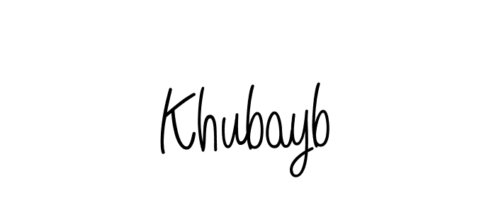 Use a signature maker to create a handwritten signature online. With this signature software, you can design (Angelique-Rose-font-FFP) your own signature for name Khubayb. Khubayb signature style 5 images and pictures png