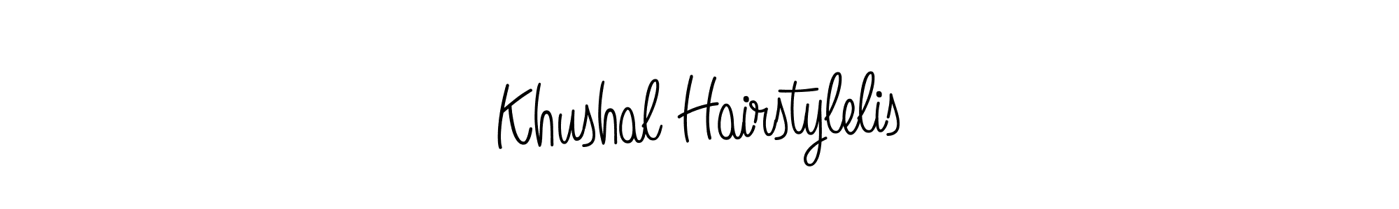 You should practise on your own different ways (Angelique-Rose-font-FFP) to write your name (Khushal Hairstylelis) in signature. don't let someone else do it for you. Khushal Hairstylelis signature style 5 images and pictures png