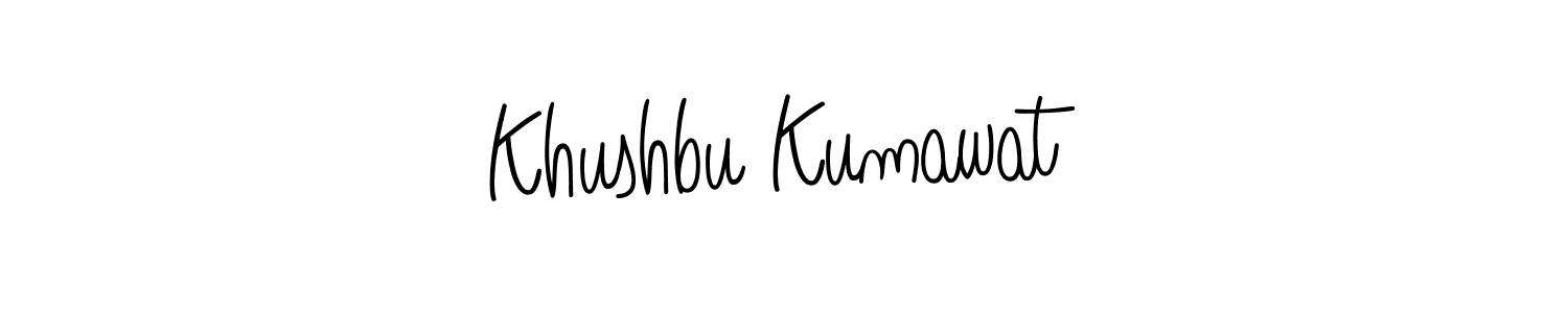 You should practise on your own different ways (Angelique-Rose-font-FFP) to write your name (Khushbu Kumawat) in signature. don't let someone else do it for you. Khushbu Kumawat signature style 5 images and pictures png