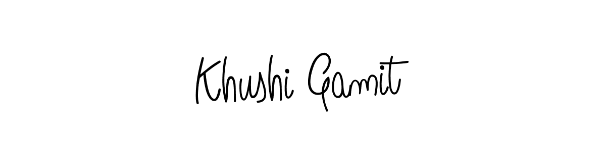 You should practise on your own different ways (Angelique-Rose-font-FFP) to write your name (Khushi Gamit) in signature. don't let someone else do it for you. Khushi Gamit signature style 5 images and pictures png