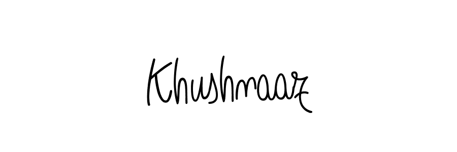 You should practise on your own different ways (Angelique-Rose-font-FFP) to write your name (Khushnaaz) in signature. don't let someone else do it for you. Khushnaaz signature style 5 images and pictures png