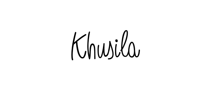 Use a signature maker to create a handwritten signature online. With this signature software, you can design (Angelique-Rose-font-FFP) your own signature for name Khusila. Khusila signature style 5 images and pictures png