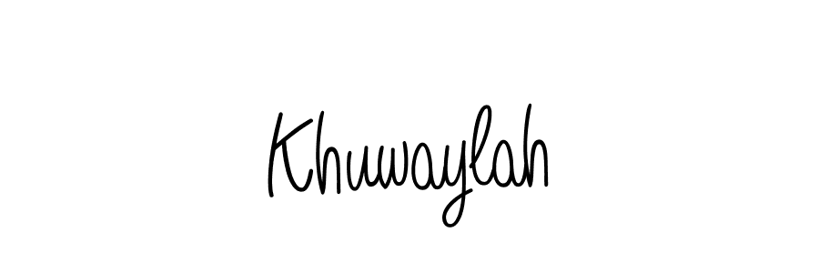 Make a beautiful signature design for name Khuwaylah. With this signature (Angelique-Rose-font-FFP) style, you can create a handwritten signature for free. Khuwaylah signature style 5 images and pictures png