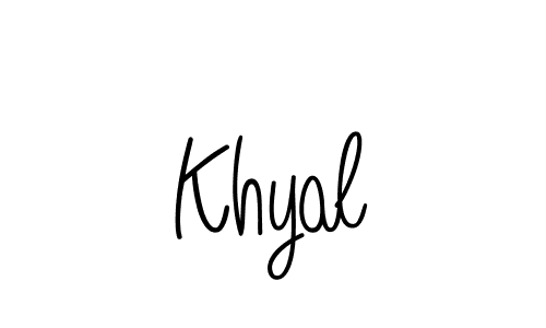 Make a beautiful signature design for name Khyal. With this signature (Angelique-Rose-font-FFP) style, you can create a handwritten signature for free. Khyal signature style 5 images and pictures png
