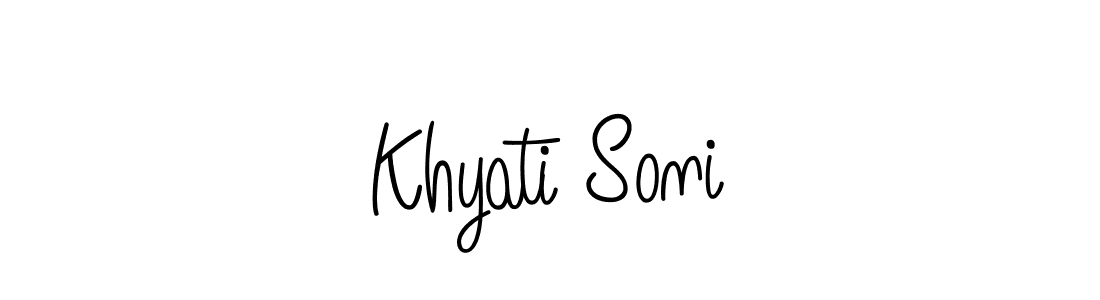 Use a signature maker to create a handwritten signature online. With this signature software, you can design (Angelique-Rose-font-FFP) your own signature for name Khyati Soni. Khyati Soni signature style 5 images and pictures png