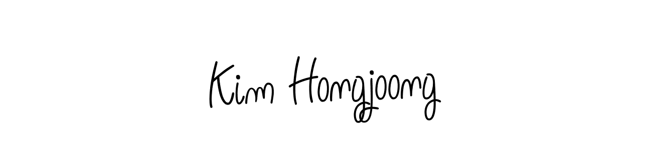 The best way (Angelique-Rose-font-FFP) to make a short signature is to pick only two or three words in your name. The name Kim Hongjoong include a total of six letters. For converting this name. Kim Hongjoong signature style 5 images and pictures png