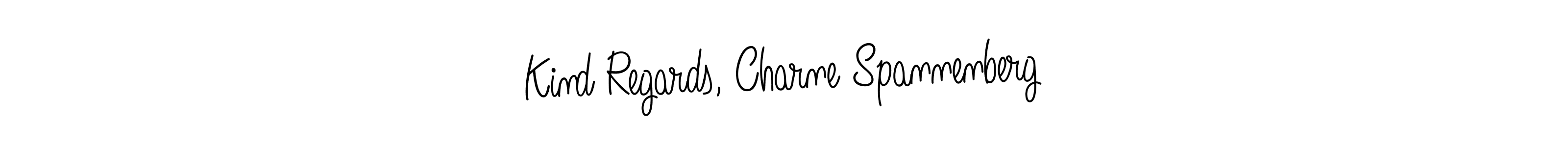 You should practise on your own different ways (Angelique-Rose-font-FFP) to write your name (Kind Regards, Charne Spannenberg) in signature. don't let someone else do it for you. Kind Regards, Charne Spannenberg signature style 5 images and pictures png