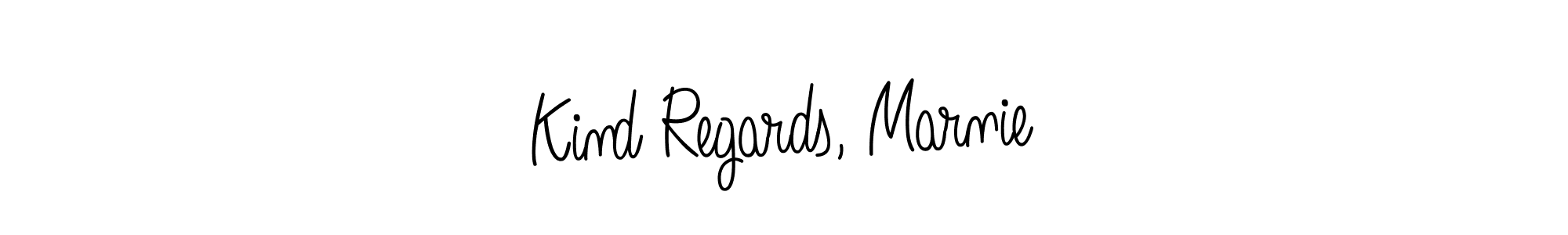 Kind Regards, Marnie stylish signature style. Best Handwritten Sign (Angelique-Rose-font-FFP) for my name. Handwritten Signature Collection Ideas for my name Kind Regards, Marnie. Kind Regards, Marnie signature style 5 images and pictures png