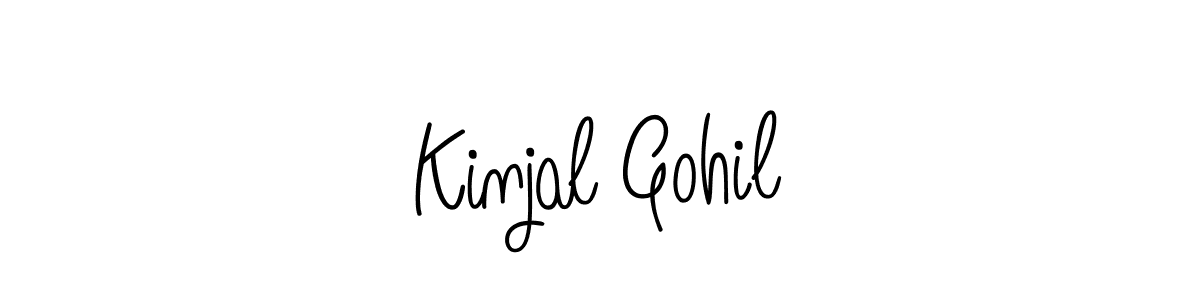 Make a beautiful signature design for name Kinjal Gohil. With this signature (Angelique-Rose-font-FFP) style, you can create a handwritten signature for free. Kinjal Gohil signature style 5 images and pictures png