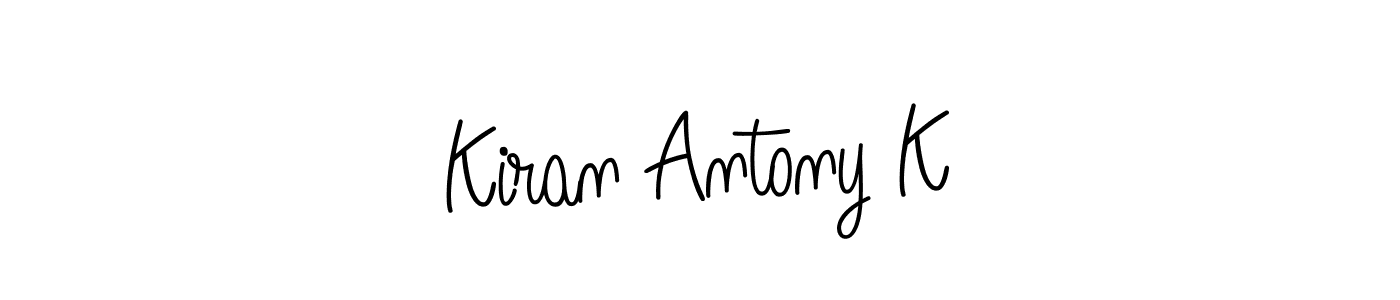 How to make Kiran Antony K name signature. Use Angelique-Rose-font-FFP style for creating short signs online. This is the latest handwritten sign. Kiran Antony K signature style 5 images and pictures png