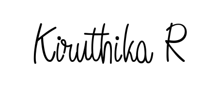 Use a signature maker to create a handwritten signature online. With this signature software, you can design (Angelique-Rose-font-FFP) your own signature for name Kiruthika R. Kiruthika R signature style 5 images and pictures png