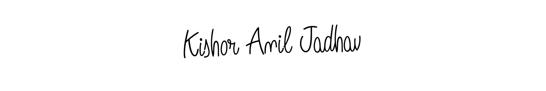 You should practise on your own different ways (Angelique-Rose-font-FFP) to write your name (Kishor Anil Jadhav) in signature. don't let someone else do it for you. Kishor Anil Jadhav signature style 5 images and pictures png