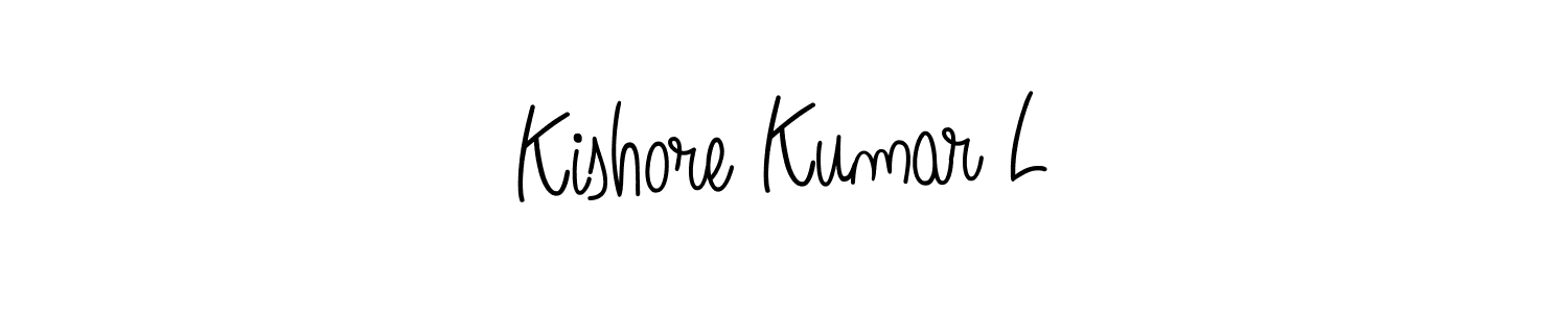 How to make Kishore Kumar L name signature. Use Angelique-Rose-font-FFP style for creating short signs online. This is the latest handwritten sign. Kishore Kumar L signature style 5 images and pictures png