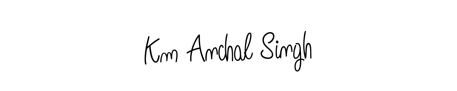 How to make Km Anchal Singh name signature. Use Angelique-Rose-font-FFP style for creating short signs online. This is the latest handwritten sign. Km Anchal Singh signature style 5 images and pictures png