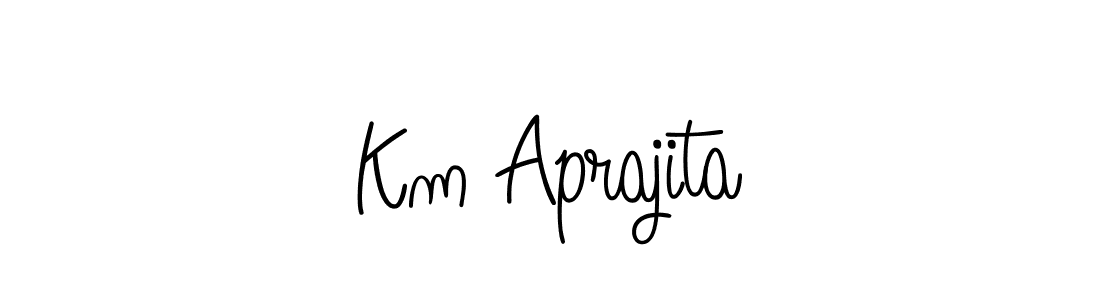 Use a signature maker to create a handwritten signature online. With this signature software, you can design (Angelique-Rose-font-FFP) your own signature for name Km Aprajita. Km Aprajita signature style 5 images and pictures png