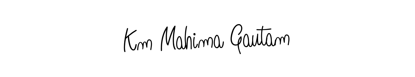 The best way (Angelique-Rose-font-FFP) to make a short signature is to pick only two or three words in your name. The name Km Mahima Gautam include a total of six letters. For converting this name. Km Mahima Gautam signature style 5 images and pictures png