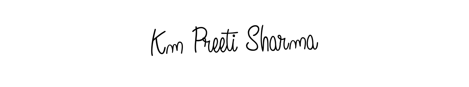 Create a beautiful signature design for name Km Preeti Sharma. With this signature (Angelique-Rose-font-FFP) fonts, you can make a handwritten signature for free. Km Preeti Sharma signature style 5 images and pictures png