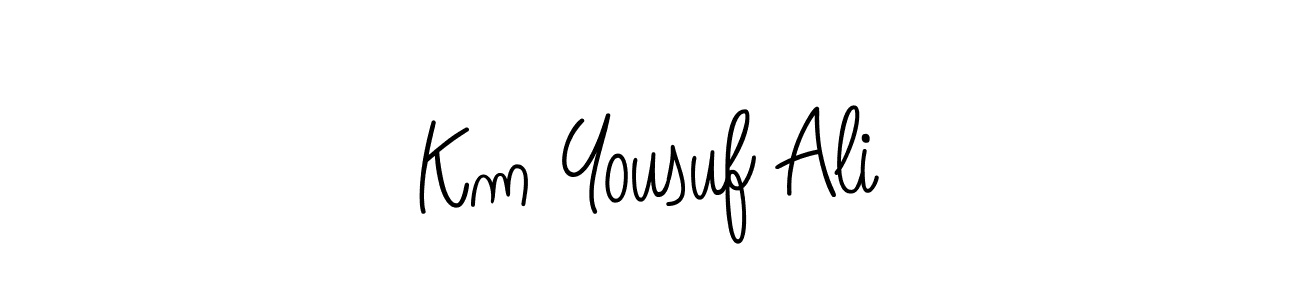 How to make Km Yousuf Ali name signature. Use Angelique-Rose-font-FFP style for creating short signs online. This is the latest handwritten sign. Km Yousuf Ali signature style 5 images and pictures png