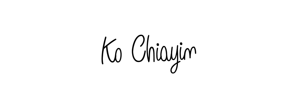 You should practise on your own different ways (Angelique-Rose-font-FFP) to write your name (Ko Chiayin) in signature. don't let someone else do it for you. Ko Chiayin signature style 5 images and pictures png