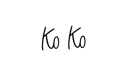 Use a signature maker to create a handwritten signature online. With this signature software, you can design (Angelique-Rose-font-FFP) your own signature for name Ko Ko. Ko Ko signature style 5 images and pictures png