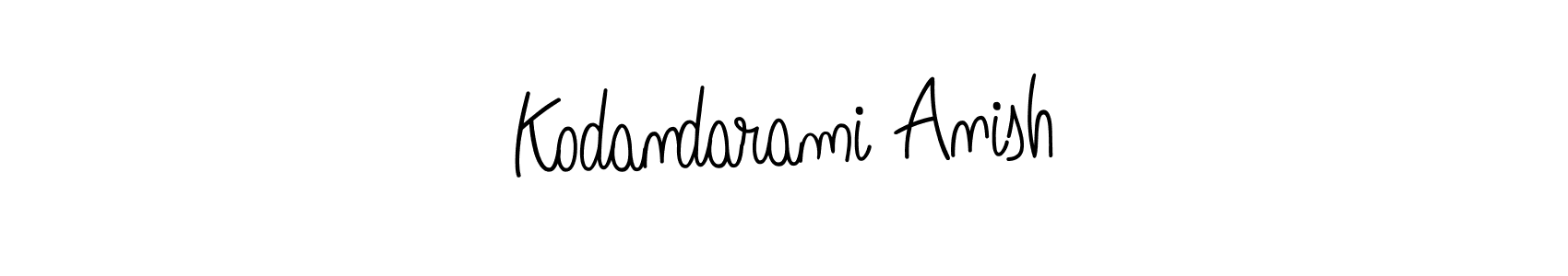 The best way (Angelique-Rose-font-FFP) to make a short signature is to pick only two or three words in your name. The name Kodandarami Anish include a total of six letters. For converting this name. Kodandarami Anish signature style 5 images and pictures png