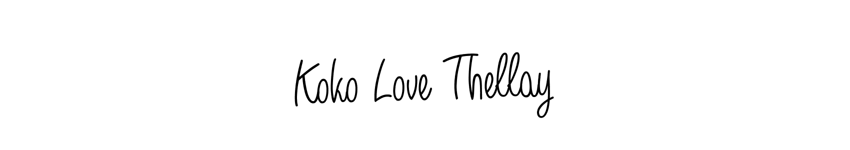 You should practise on your own different ways (Angelique-Rose-font-FFP) to write your name (Koko Love Thellay) in signature. don't let someone else do it for you. Koko Love Thellay signature style 5 images and pictures png