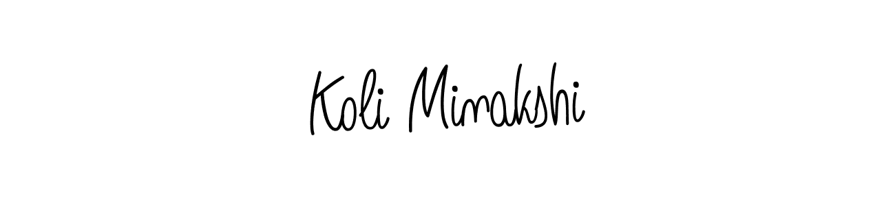 You should practise on your own different ways (Angelique-Rose-font-FFP) to write your name (Koli Minakshi) in signature. don't let someone else do it for you. Koli Minakshi signature style 5 images and pictures png