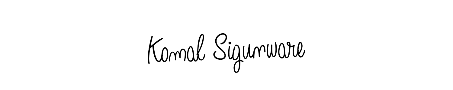 Create a beautiful signature design for name Komal Sigunware. With this signature (Angelique-Rose-font-FFP) fonts, you can make a handwritten signature for free. Komal Sigunware signature style 5 images and pictures png