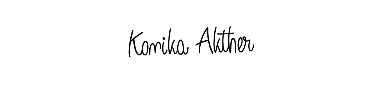 The best way (Angelique-Rose-font-FFP) to make a short signature is to pick only two or three words in your name. The name Konika Akther include a total of six letters. For converting this name. Konika Akther signature style 5 images and pictures png