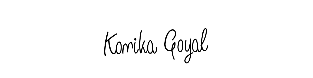 The best way (Angelique-Rose-font-FFP) to make a short signature is to pick only two or three words in your name. The name Konika Goyal include a total of six letters. For converting this name. Konika Goyal signature style 5 images and pictures png