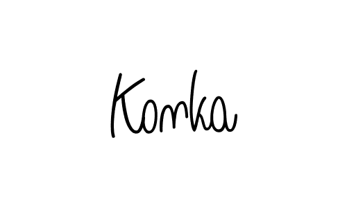 Make a beautiful signature design for name Konka. With this signature (Angelique-Rose-font-FFP) style, you can create a handwritten signature for free. Konka signature style 5 images and pictures png