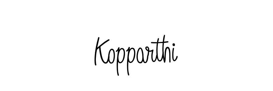 Design your own signature with our free online signature maker. With this signature software, you can create a handwritten (Angelique-Rose-font-FFP) signature for name Kopparthi. Kopparthi signature style 5 images and pictures png