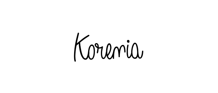 Make a beautiful signature design for name Korenia. With this signature (Angelique-Rose-font-FFP) style, you can create a handwritten signature for free. Korenia signature style 5 images and pictures png