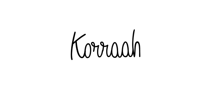 Make a beautiful signature design for name Korraah. With this signature (Angelique-Rose-font-FFP) style, you can create a handwritten signature for free. Korraah signature style 5 images and pictures png