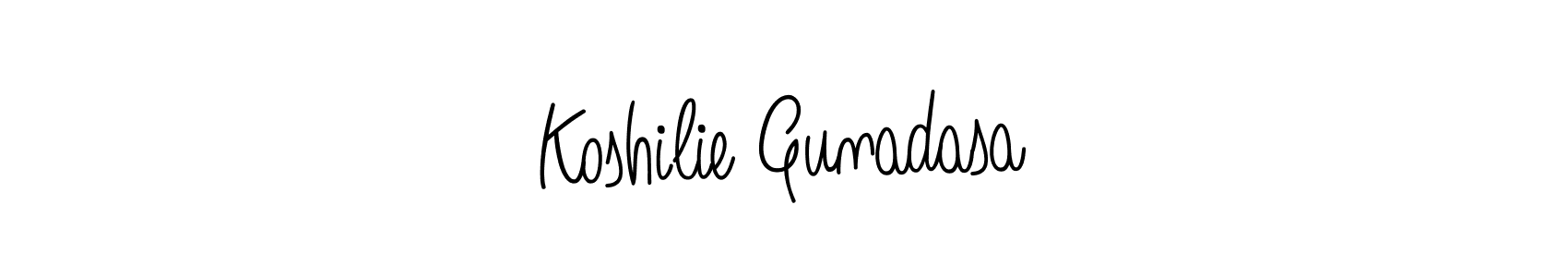 The best way (Angelique-Rose-font-FFP) to make a short signature is to pick only two or three words in your name. The name Koshilie Gunadasa include a total of six letters. For converting this name. Koshilie Gunadasa signature style 5 images and pictures png