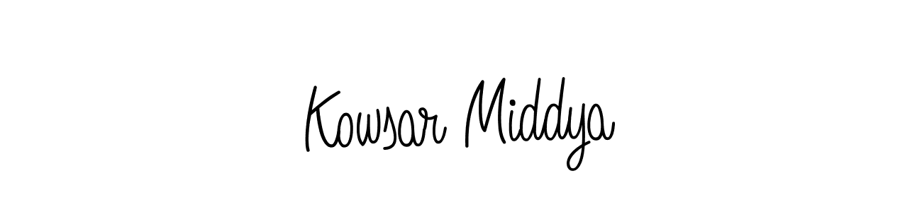 How to make Kowsar Middya name signature. Use Angelique-Rose-font-FFP style for creating short signs online. This is the latest handwritten sign. Kowsar Middya signature style 5 images and pictures png