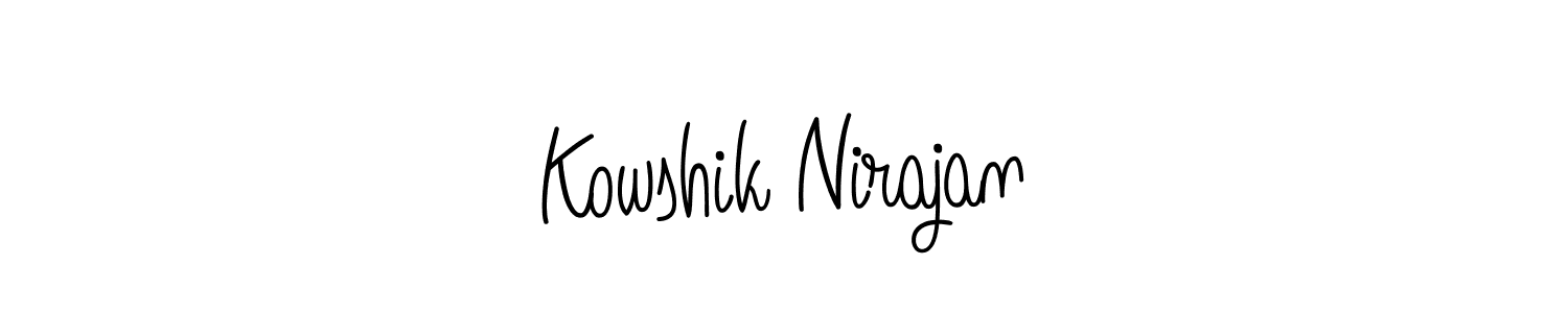 The best way (Angelique-Rose-font-FFP) to make a short signature is to pick only two or three words in your name. The name Kowshik Nirajan include a total of six letters. For converting this name. Kowshik Nirajan signature style 5 images and pictures png