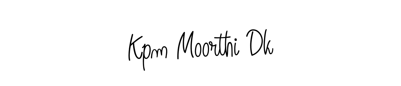 How to make Kpm Moorthi Dk name signature. Use Angelique-Rose-font-FFP style for creating short signs online. This is the latest handwritten sign. Kpm Moorthi Dk signature style 5 images and pictures png