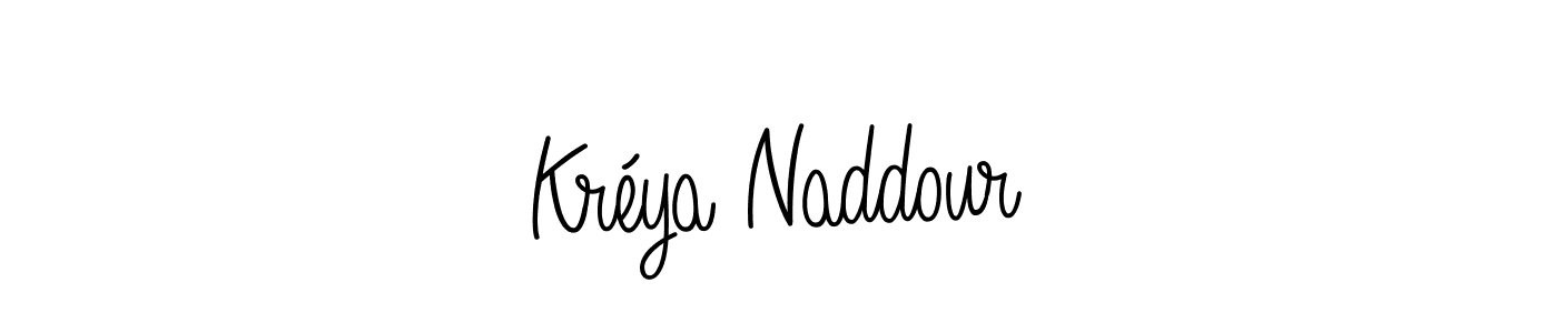 You should practise on your own different ways (Angelique-Rose-font-FFP) to write your name (Kréya Naddour) in signature. don't let someone else do it for you. Kréya Naddour signature style 5 images and pictures png