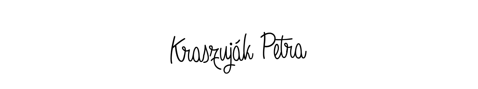 How to make Kraszuják Petra name signature. Use Angelique-Rose-font-FFP style for creating short signs online. This is the latest handwritten sign. Kraszuják Petra signature style 5 images and pictures png