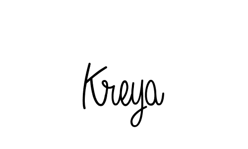 Make a beautiful signature design for name Kreya. With this signature (Angelique-Rose-font-FFP) style, you can create a handwritten signature for free. Kreya signature style 5 images and pictures png