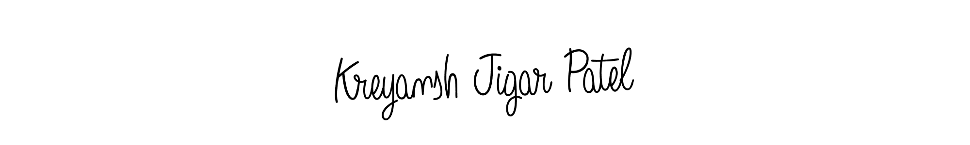 Kreyansh Jigar Patel stylish signature style. Best Handwritten Sign (Angelique-Rose-font-FFP) for my name. Handwritten Signature Collection Ideas for my name Kreyansh Jigar Patel. Kreyansh Jigar Patel signature style 5 images and pictures png