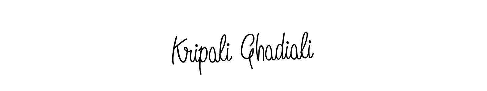 Use a signature maker to create a handwritten signature online. With this signature software, you can design (Angelique-Rose-font-FFP) your own signature for name Kripali Ghadiali. Kripali Ghadiali signature style 5 images and pictures png