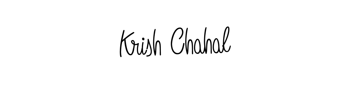 Use a signature maker to create a handwritten signature online. With this signature software, you can design (Angelique-Rose-font-FFP) your own signature for name Krish Chahal. Krish Chahal signature style 5 images and pictures png