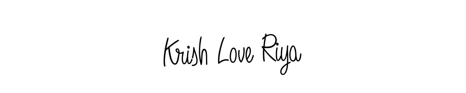 Krish Love Riya stylish signature style. Best Handwritten Sign (Angelique-Rose-font-FFP) for my name. Handwritten Signature Collection Ideas for my name Krish Love Riya. Krish Love Riya signature style 5 images and pictures png