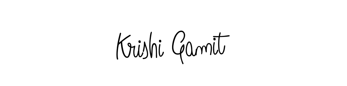 You should practise on your own different ways (Angelique-Rose-font-FFP) to write your name (Krishi Gamit) in signature. don't let someone else do it for you. Krishi Gamit signature style 5 images and pictures png