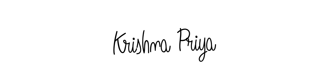 How to make Krishna Priya name signature. Use Angelique-Rose-font-FFP style for creating short signs online. This is the latest handwritten sign. Krishna Priya signature style 5 images and pictures png