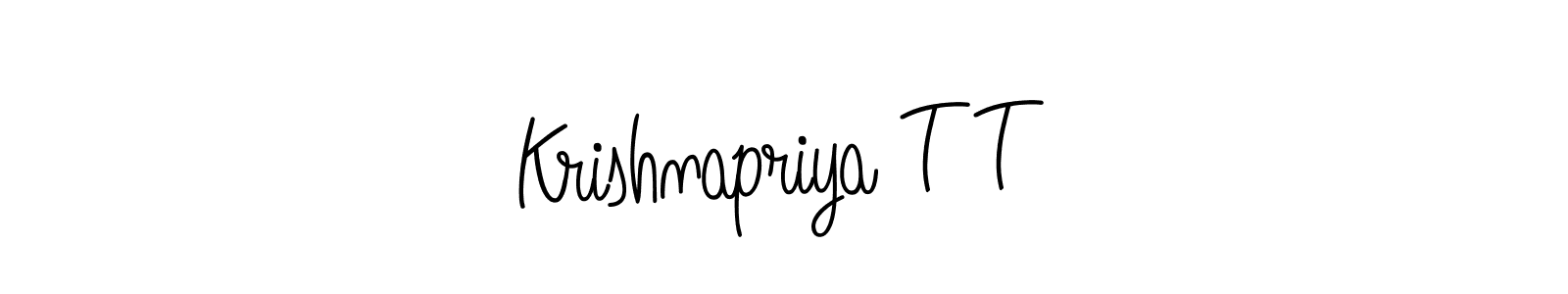 The best way (Angelique-Rose-font-FFP) to make a short signature is to pick only two or three words in your name. The name Krishnapriya T T include a total of six letters. For converting this name. Krishnapriya T T signature style 5 images and pictures png