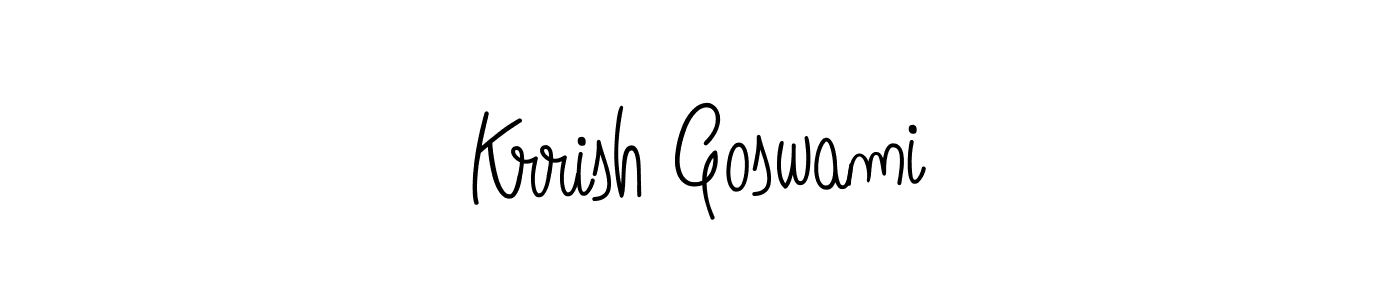 You should practise on your own different ways (Angelique-Rose-font-FFP) to write your name (Krrish Goswami) in signature. don't let someone else do it for you. Krrish Goswami signature style 5 images and pictures png